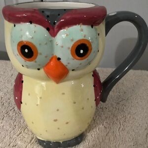 Home Essentials Owl Mug - Cream, Red, and Gray